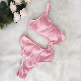 SOLID COLOR ONE SHOULDER SEXY ONE PIECE SWIMSUIT_CWMW0159