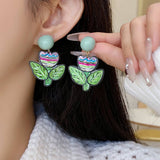 CONTRAST COLOR GRAFFITI FLOWER EARRINGS_CWAJE1638