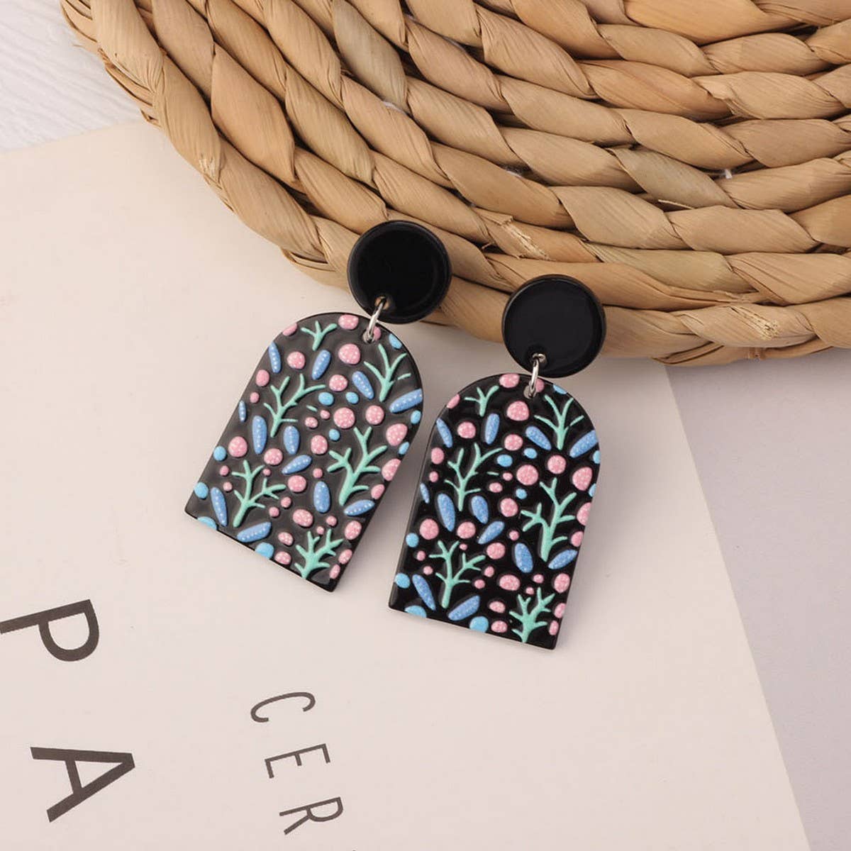 SWEET GIRL COLORFUL FLOWER ACRYLIC EARRINGS_CWAJE3993