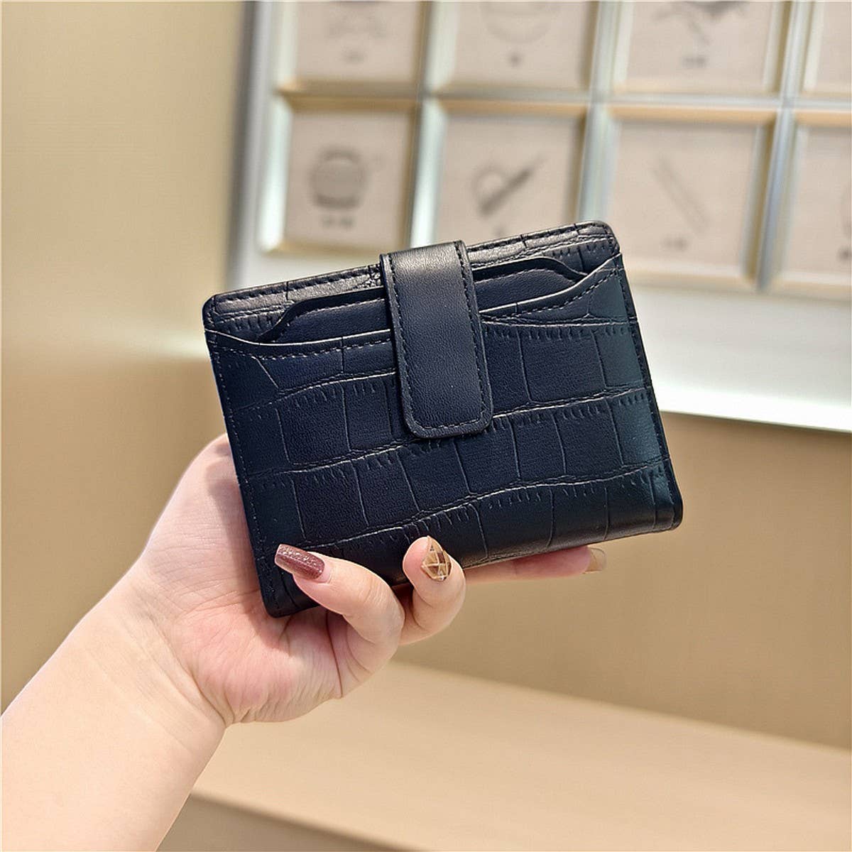 Stone Pattern Bifold Foldable Leather Wallet_Cwab06206