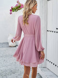 Solid Color Temperament Long-Sleeved Dress