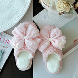 PALACE STYLE BOWKNOT COTTON NON SLIP SLIPPERS_CWMM2943