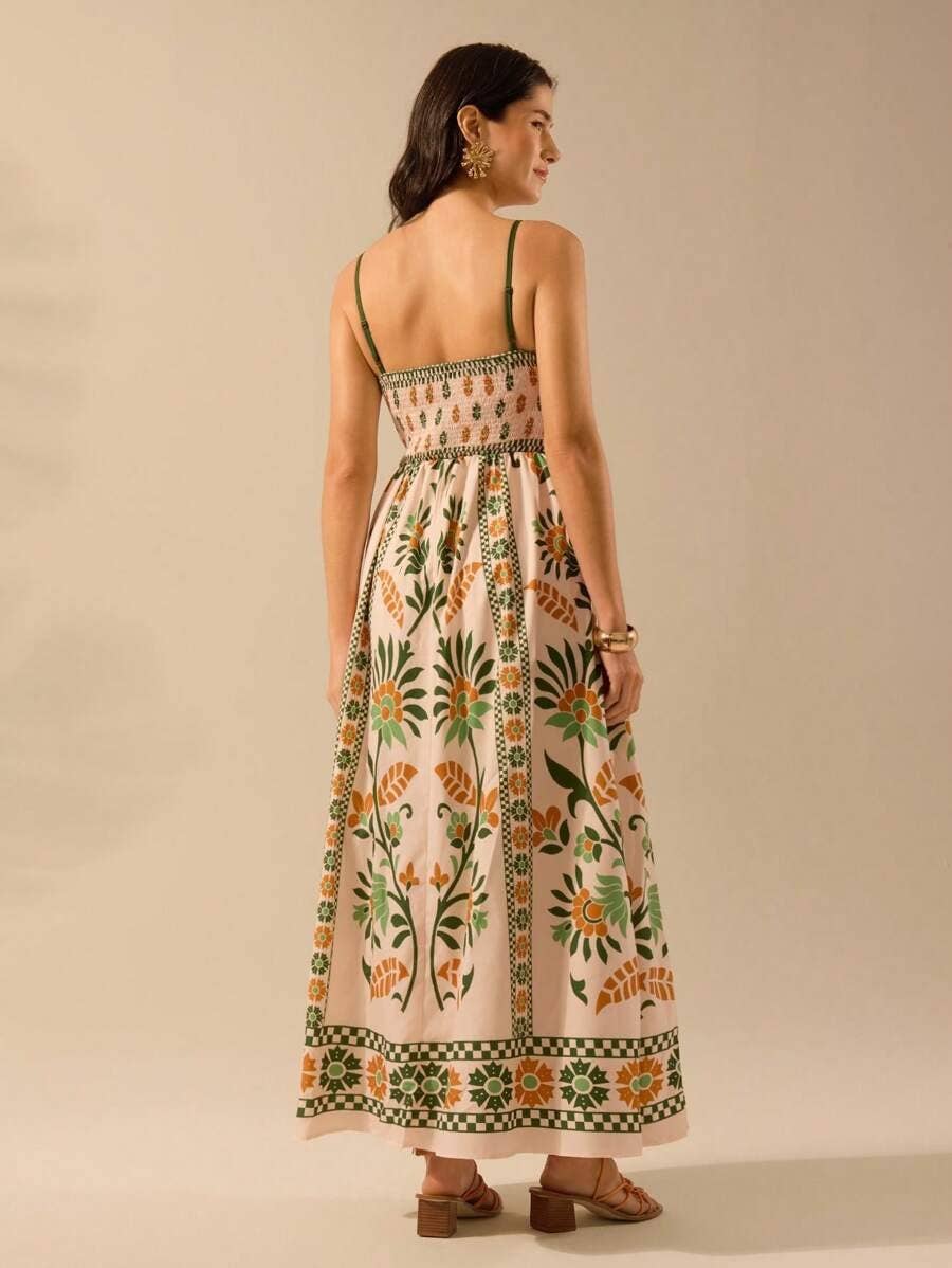 Sunlit Floral Prints And Ruffles Casual Dress