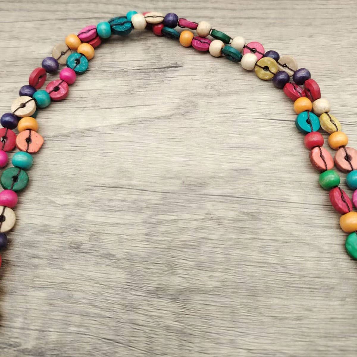 Wooden Bead Coconut Shell Pendant Necklace_Cwmm4856