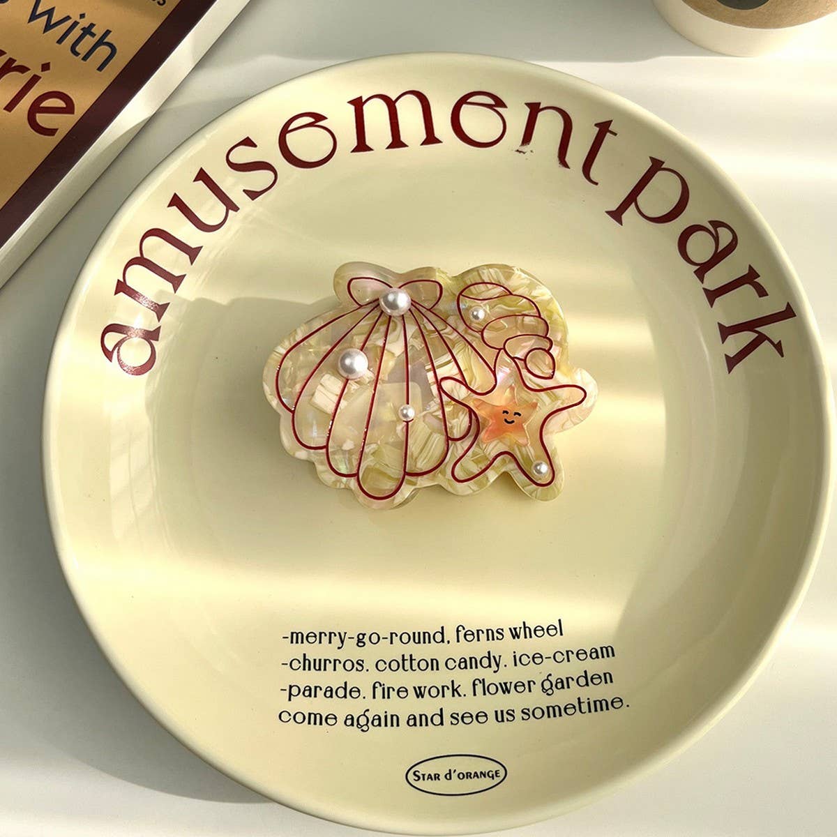 OCEAN SHELL STARFISH HAIR CLAW PEARL SHARK CLIP_CWAHA5898