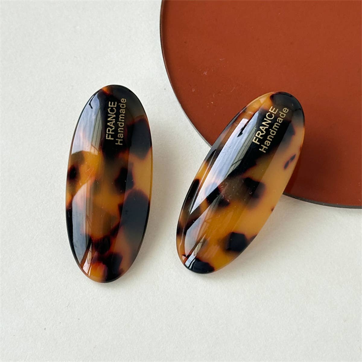 Marble Pattern Oval Resin Hair Barrettes For Women_Cwaha0753