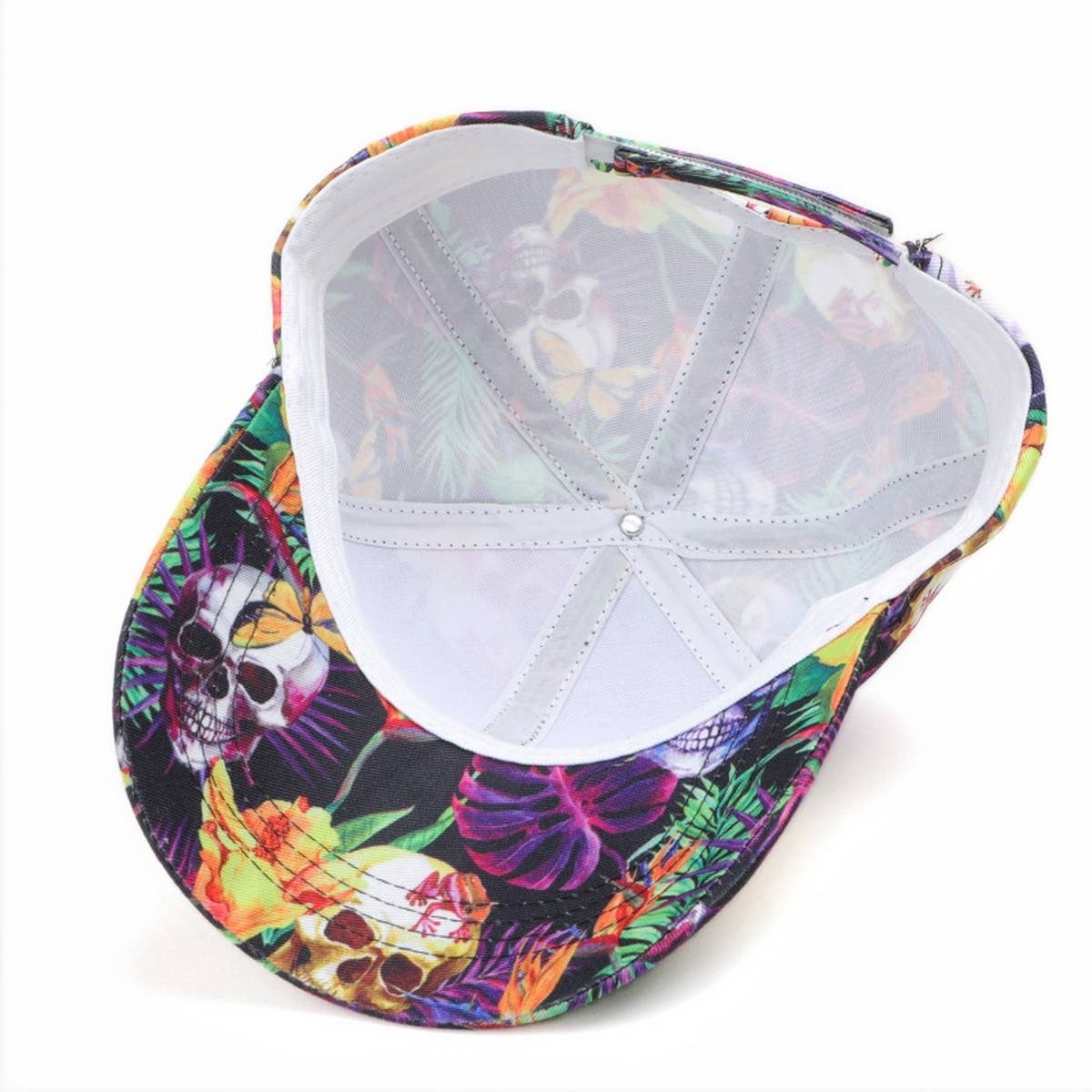 SKULL LEAF PRINT GRAFFITI BASEBALL CAP SUN HAT CWAH1549