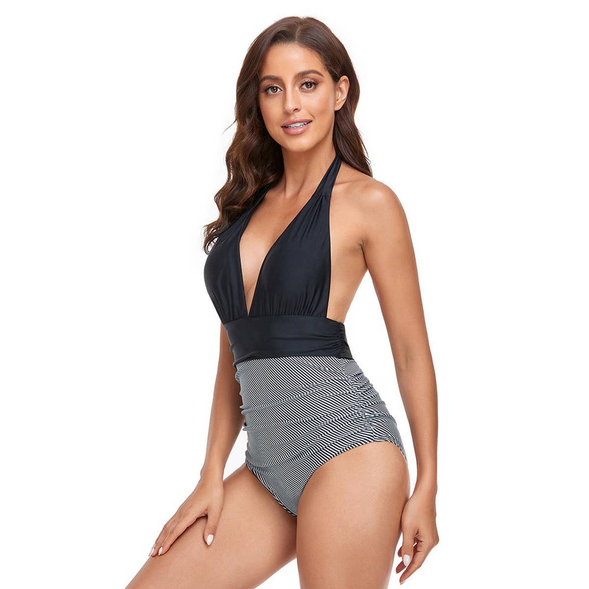 Womens Halter Backless One-Piece Swimsuit