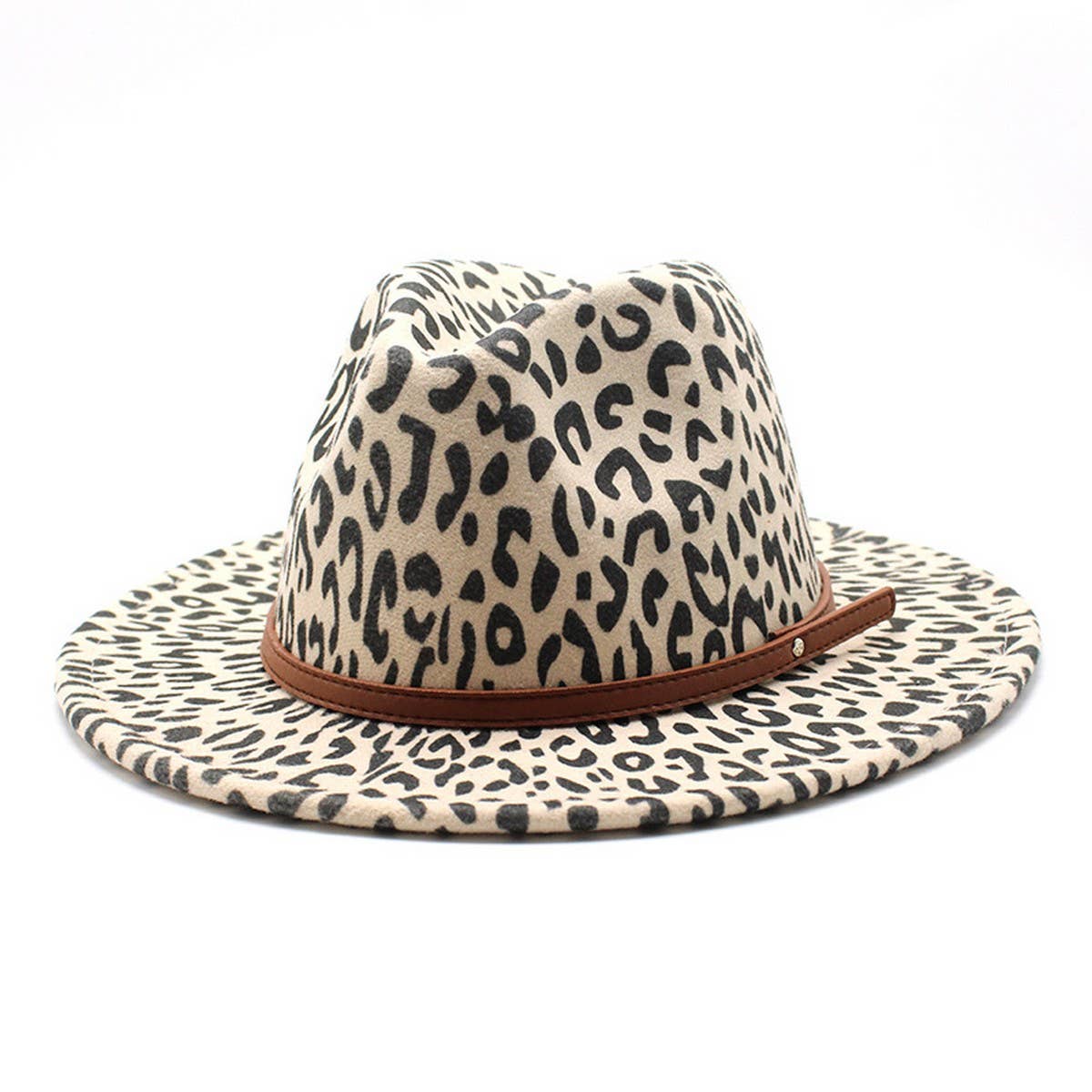 Woolen Leopard Print Hat Jazz Hat Wide Brim Hat_Cwah2570