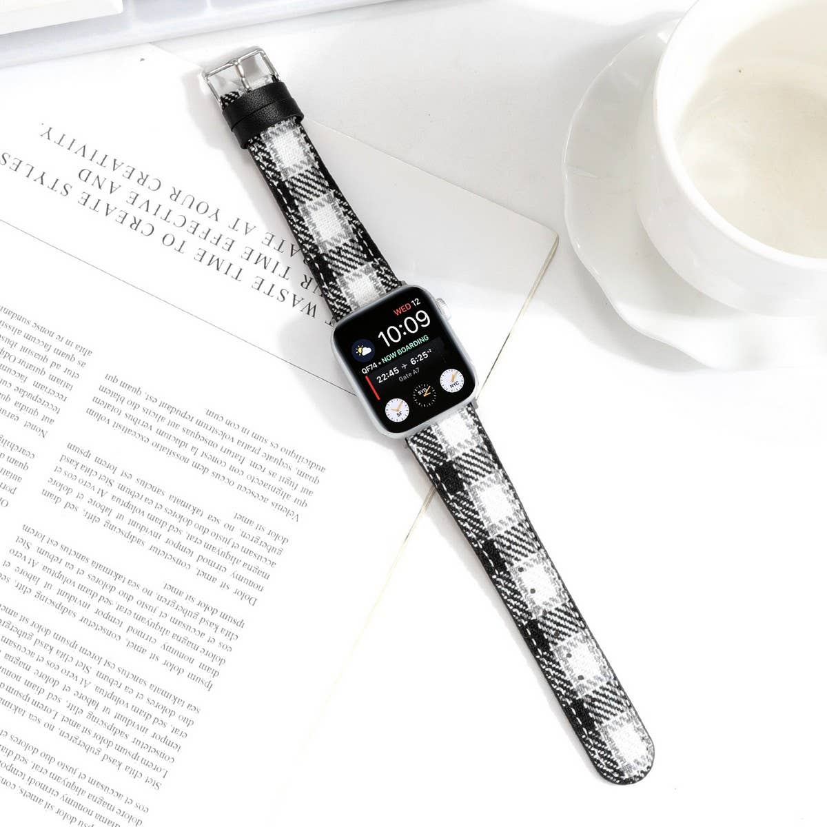 IWATCH8 1 PLUSH CHECKERED LEATHER STRAP_CWWW0049
