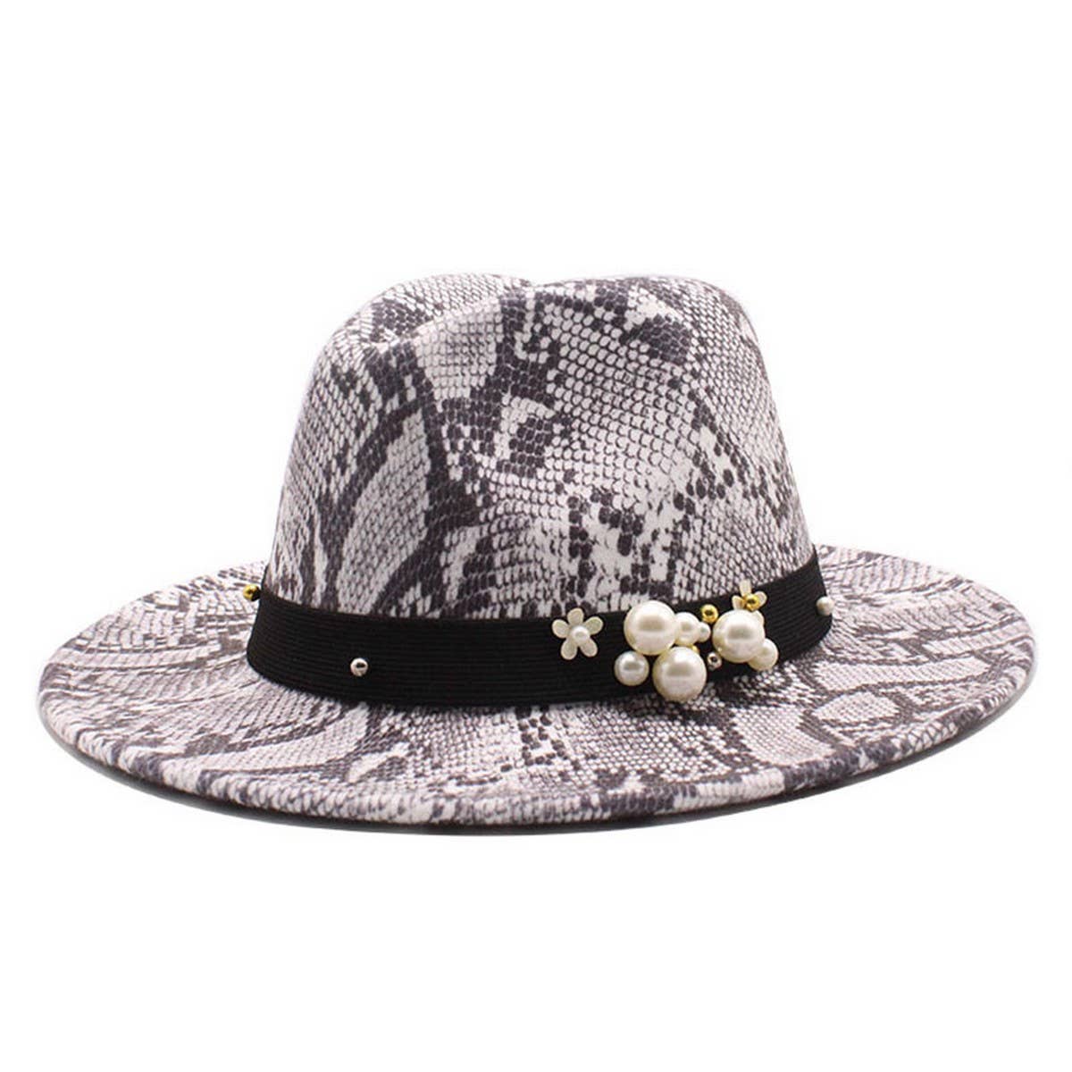 Tweed Hat Snake Pattern Hat Jazz Hat Felt Hat_Cwah2597