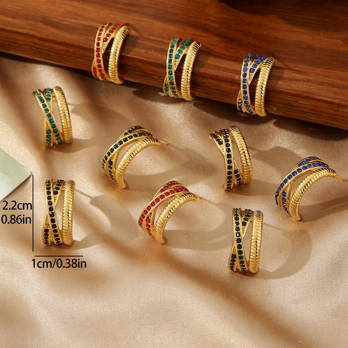 Titanium Steel Gold-Plated Inlaid Zircon Earrings_Cwmm3597