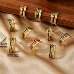 Titanium Steel Gold-Plated Inlaid Zircon Earrings_Cwmm3597