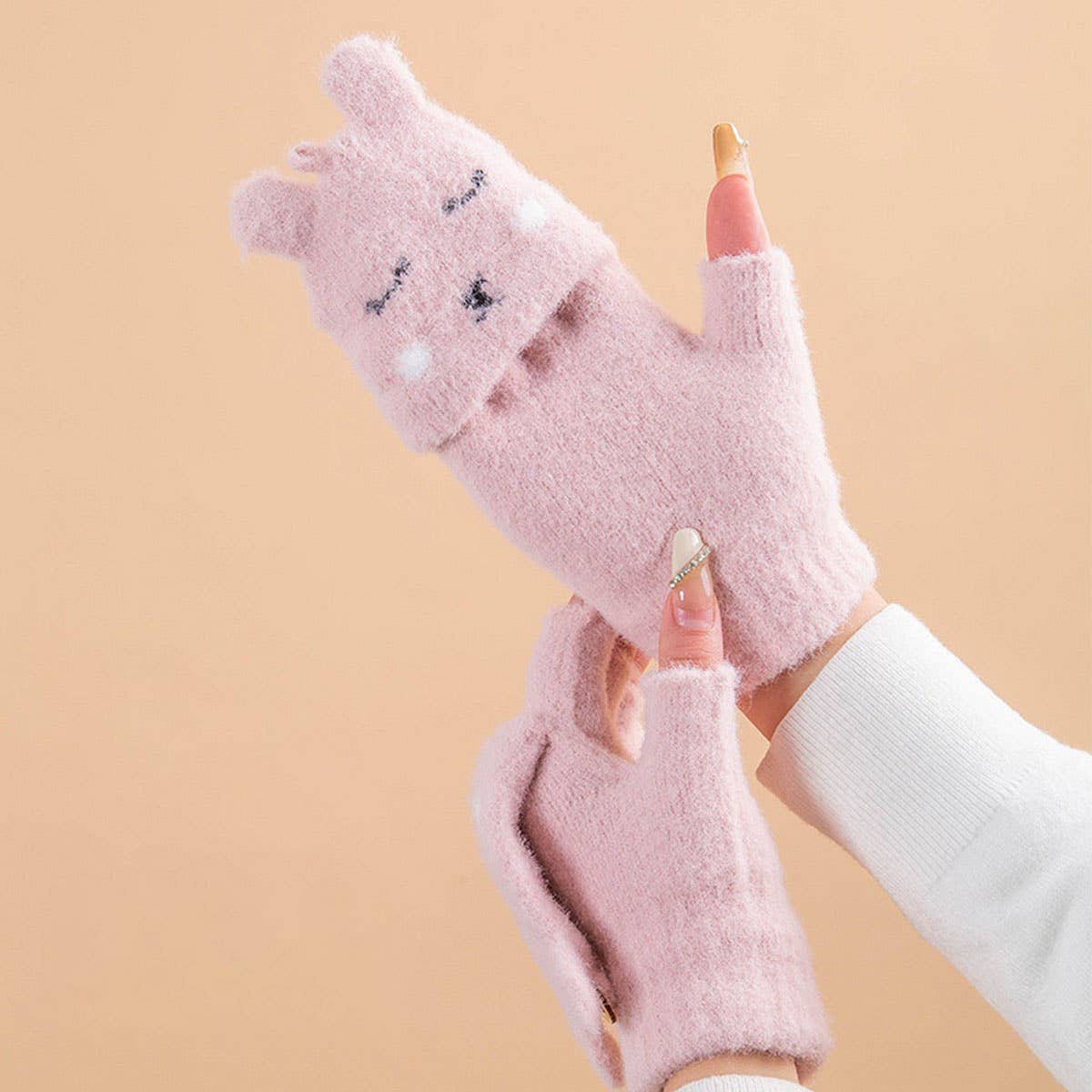 Winter Cute Half-Finger Velvet Warm Gloves_Cwag0241