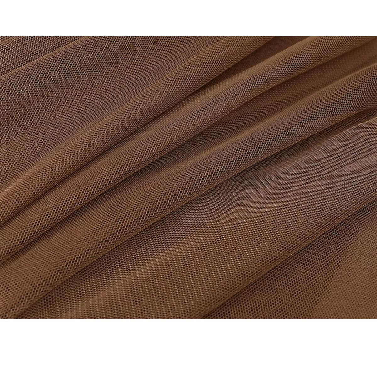 SOLID COLOR ELASTIC WAIST MESH TULLE A LINE SKIRT_CWBLS0372