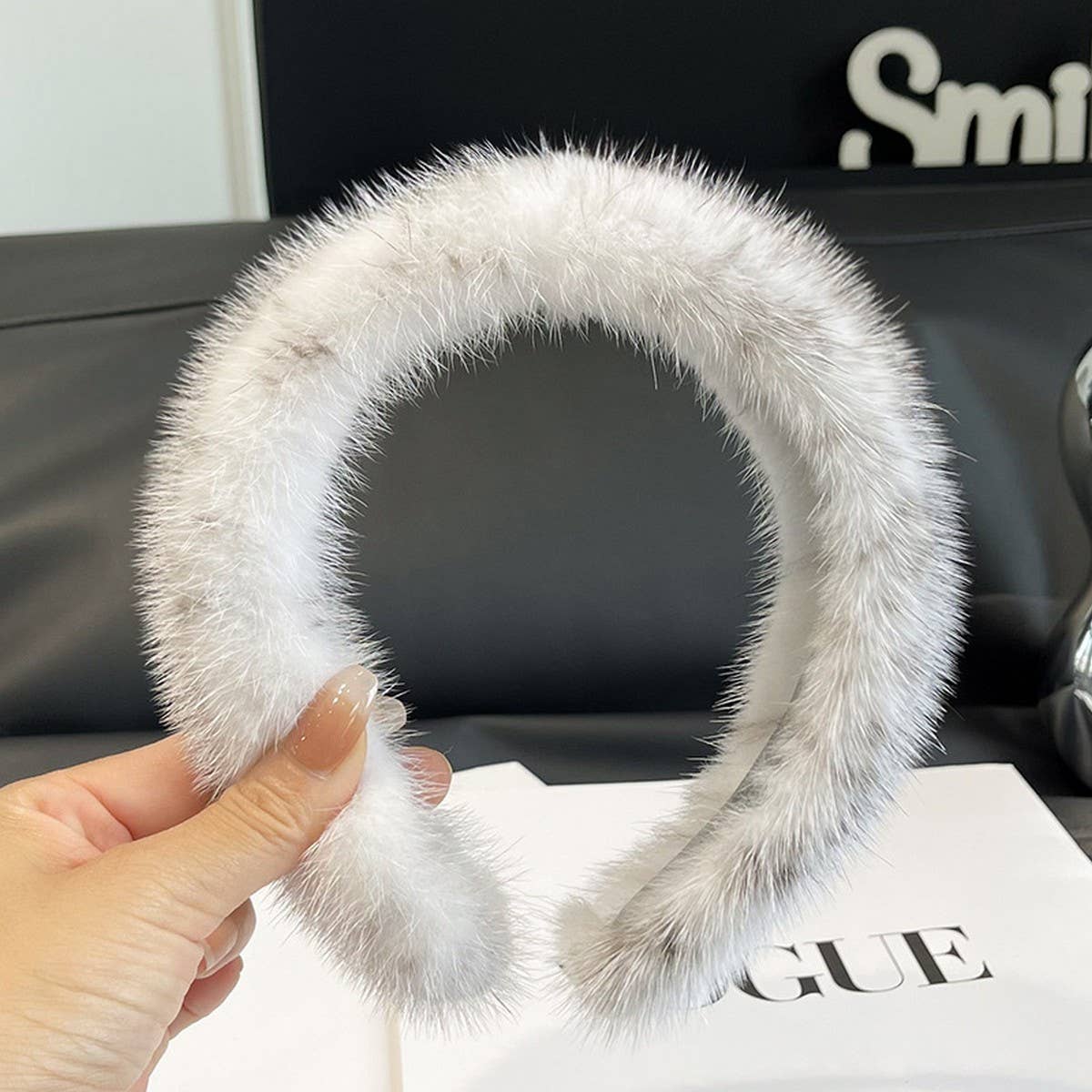 SOLID COLOR MINK HAIR HEADBAND CUTE PLUSH HEADBAND_CWAHA3304