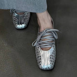 SOFT LEATHER RETRO BALLET FLATS WITH LACES_CWSHF0154