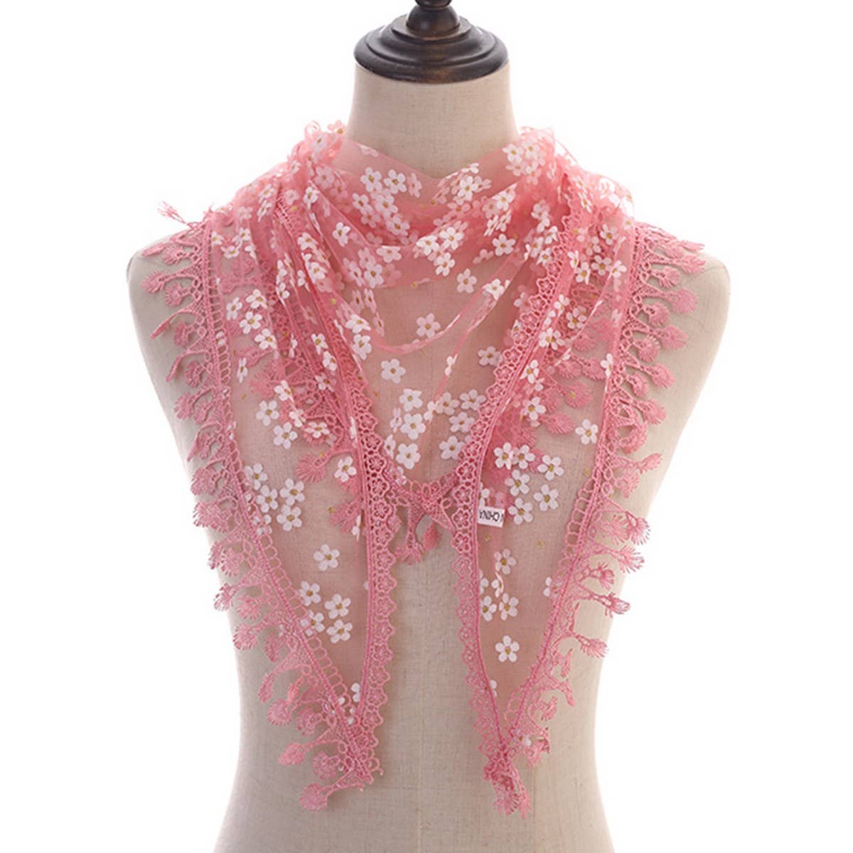 SOLID COLOR TASSEL FLOWER TRIANGLE LACE VEIL_CWMM1987