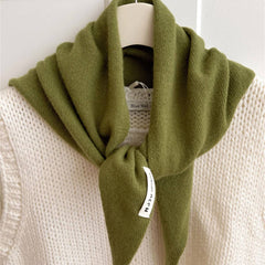 100% Wool Knit Triangle Scarf Multi-Use_Cwov00277