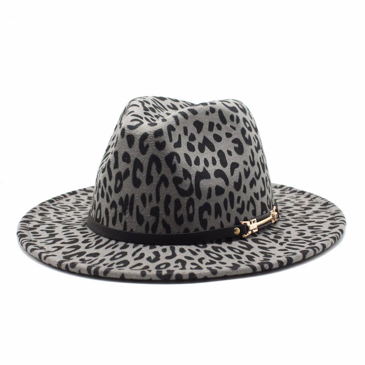 Woolen Leopard Print Jazz Hat Wide Brim Felt Hat_Cwah2606