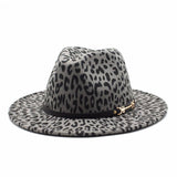 Woolen Leopard Print Jazz Hat Wide Brim Felt Hat_Cwah2606