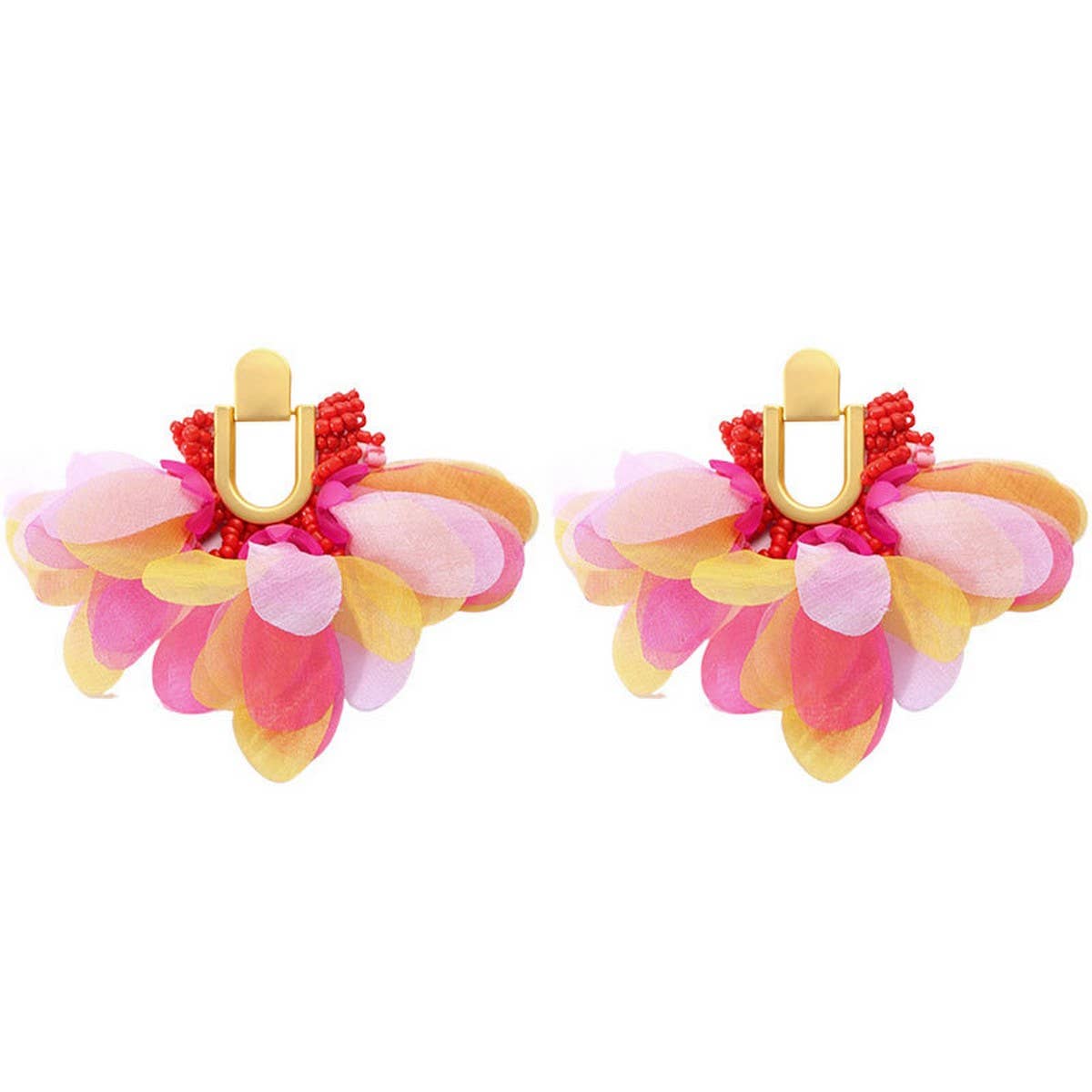 U-Shaped Beaded Tassel Earrings Dopamine Style_Cwmm6167