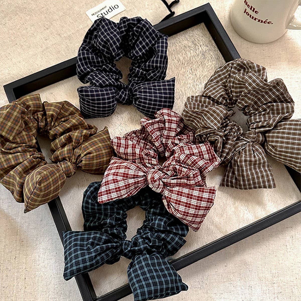Mesh Bow Scrunchie Elegant Bun Hair Tie Accessory_Cwaha07780