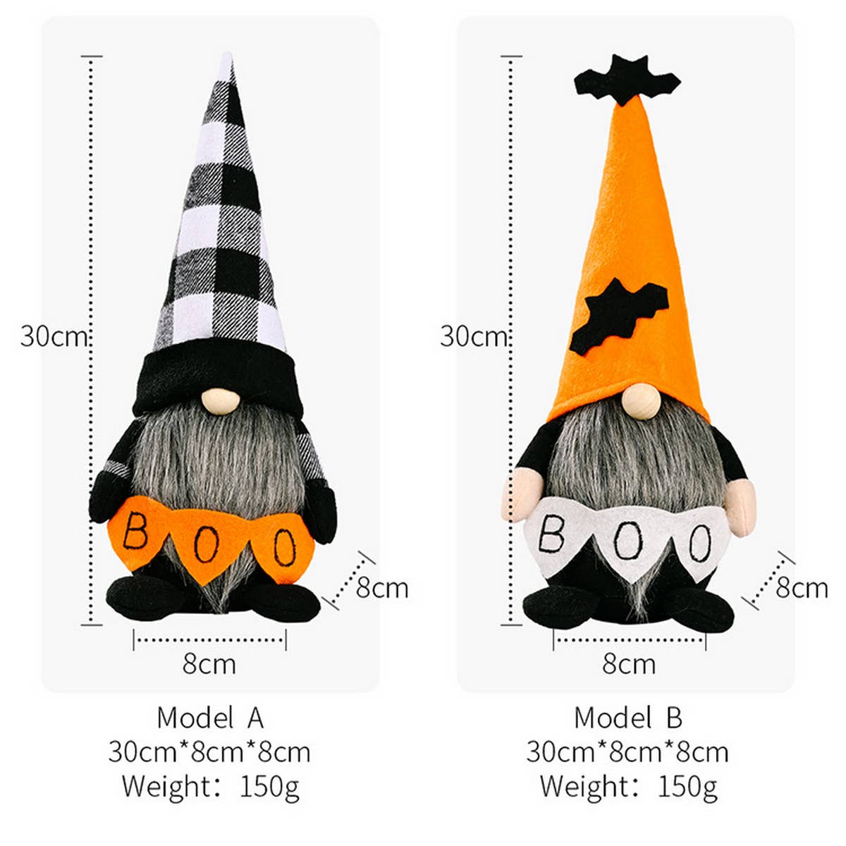 HALLOWEEN BOO DOLL PLAID HAT ORNAMENTS_CWMM1765