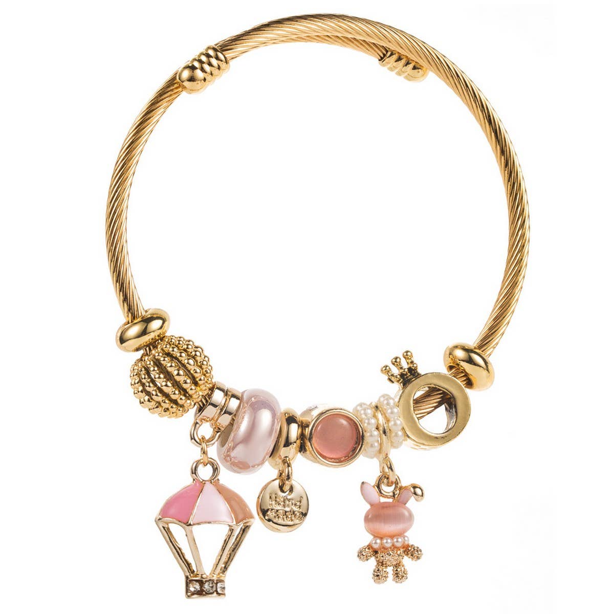 RHINESTONE BALLOON BUNNY ALLOY BRACELET_CWMM8614
