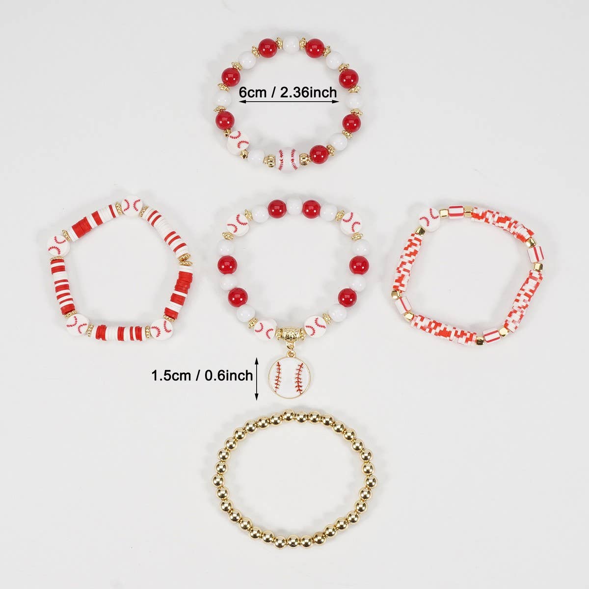 Cwmm10454_Baseball Game Day Charm Elastic Bracelet Set