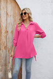 Solid-Color Loose Mid-Sleeved Chiffon Shirt