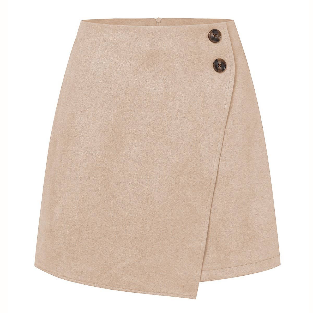 SUEDE IRREGULAR SKIRT HIGH WAIST ZIPPER SKIRT_CWBSS0382