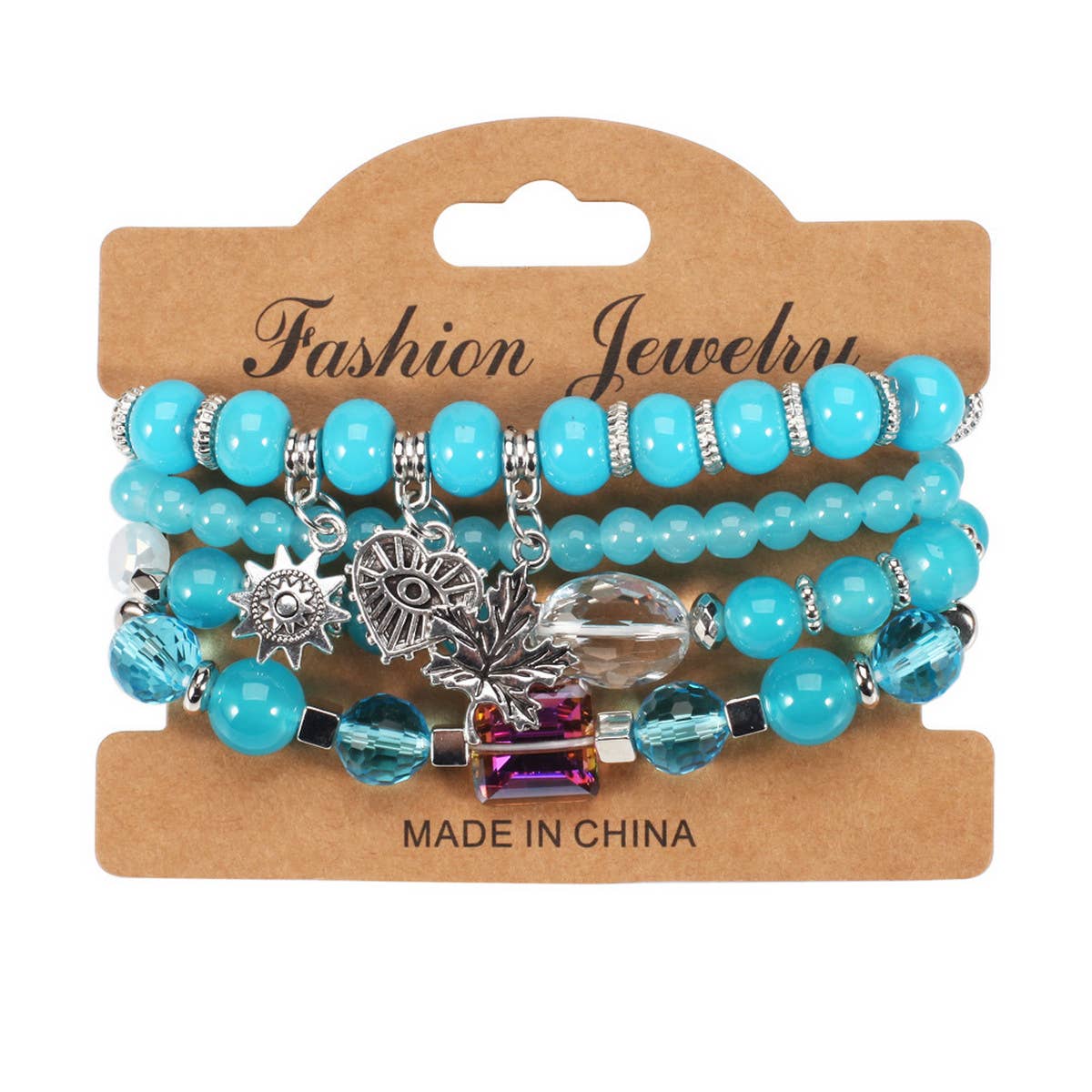 MULTI LAYERED MAPLE LEAF HEART PENDANT BRACELET_CWAJE2229