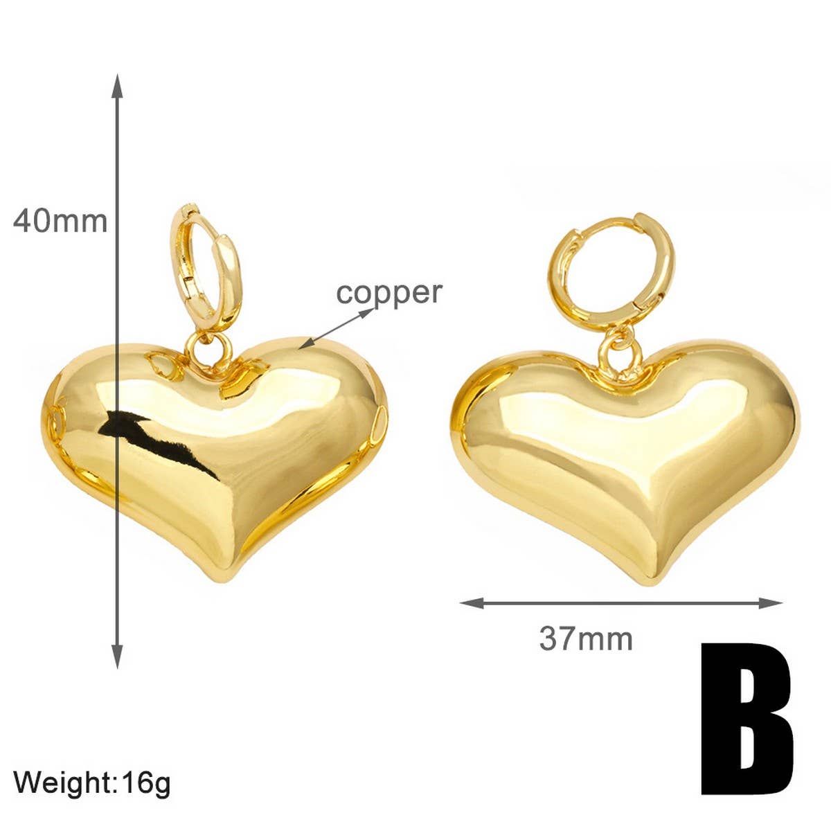 GOLD PLATED HEART SHAPED PENDANT EARRINGS_CWAJE1031