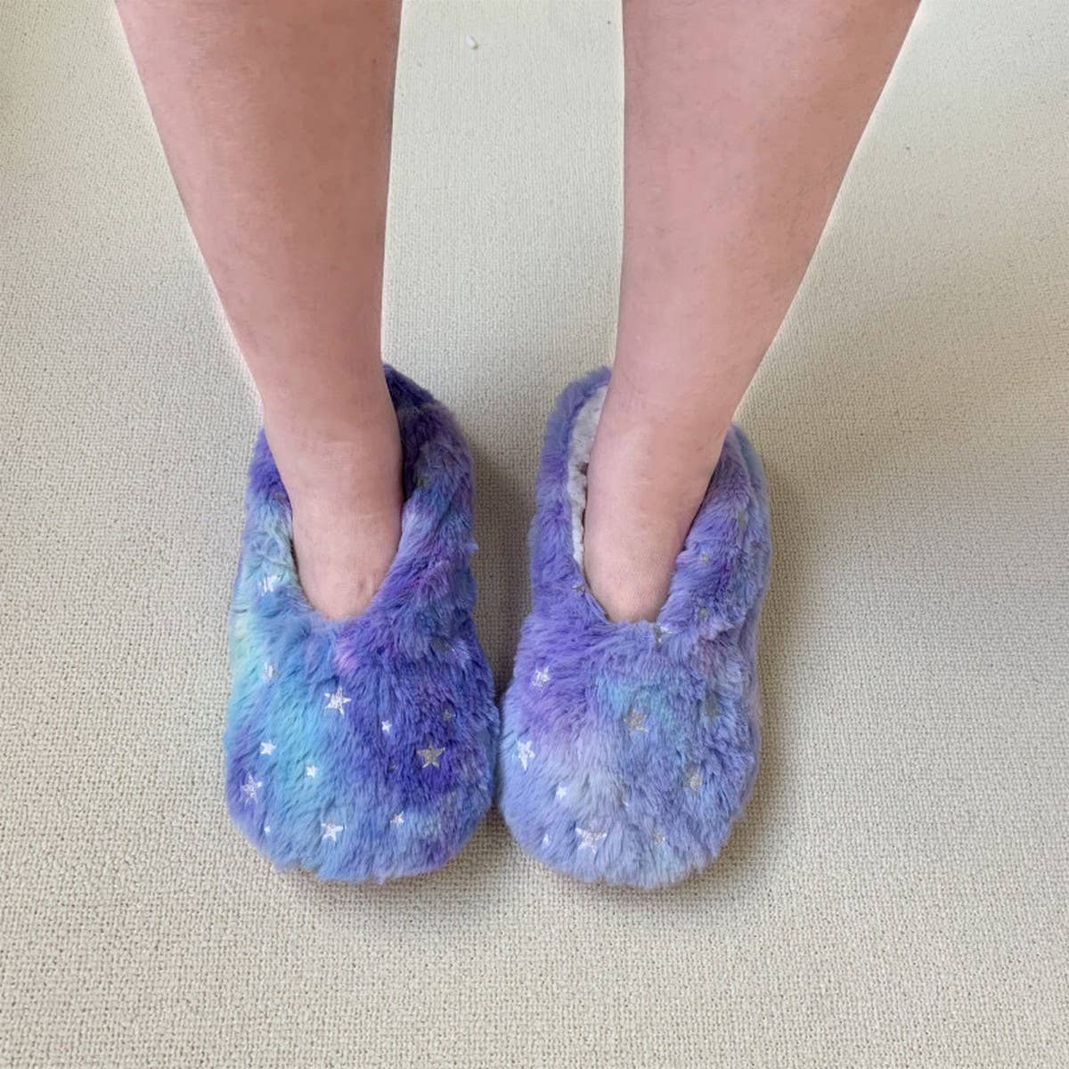 Warm Tie-Dye Star Indoor Soft Bottom Sock Slippers_Cwms1184