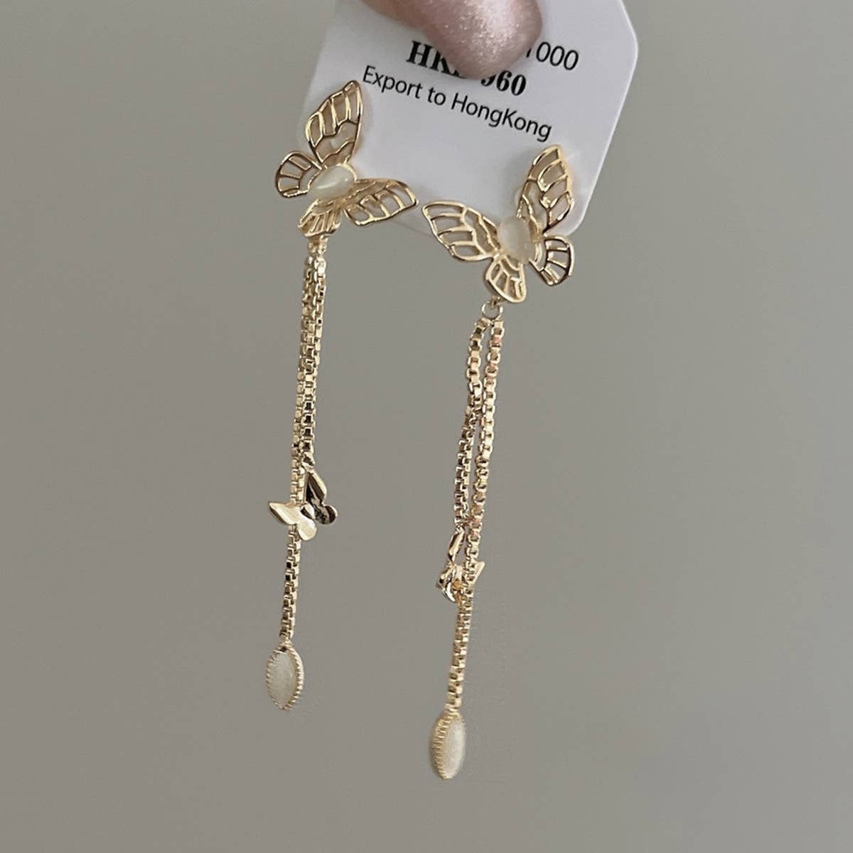 HOLLOW CATS EYE BUTTERFLY PENDANT STUD EARRINGS_CWAJE1328