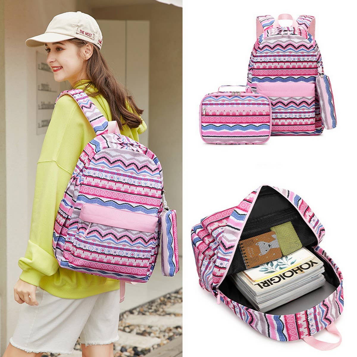GIRLS BACKPACKS FOR SCHOOL 3 PIECE TRAVEL SET_CWAB5464