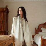 100% WOOL DOUBLE SIDED SCARF WARM UNISEX SHAWL_CWASC2306