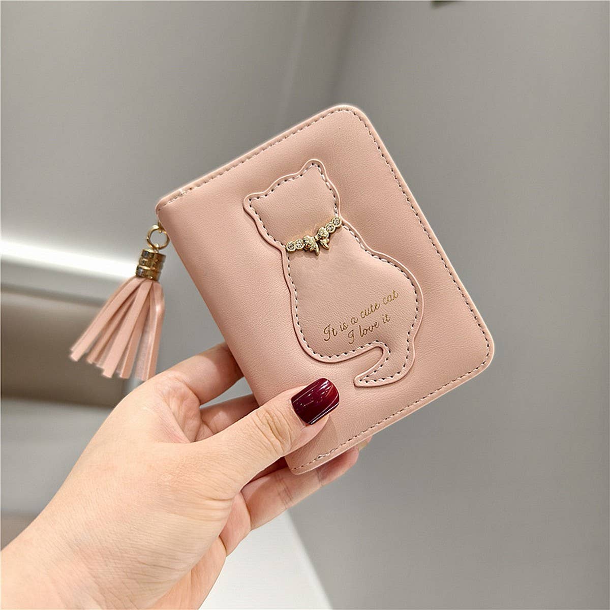 Cute Cat Tassel Zipper Wallet For Girls_Cwab06194