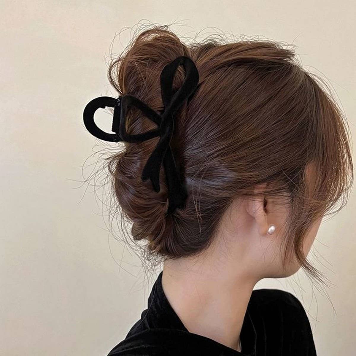 Velvet Bow Hair Clip Red Claw For Elegant Updos_Cwaha07311