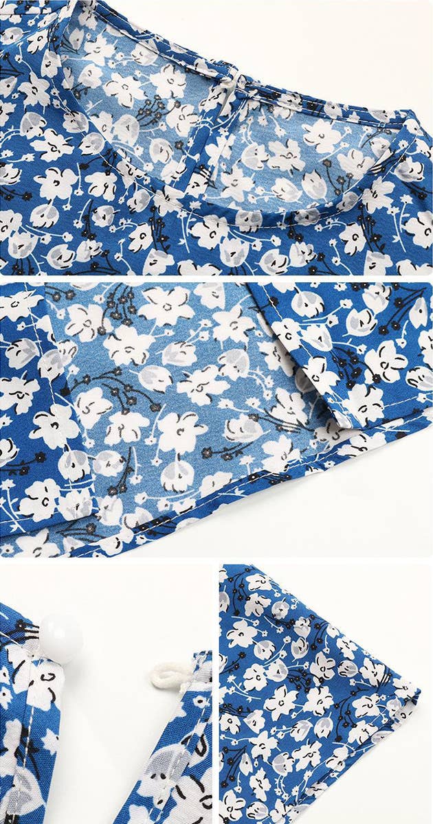 Split-Split Floral Blue Dress