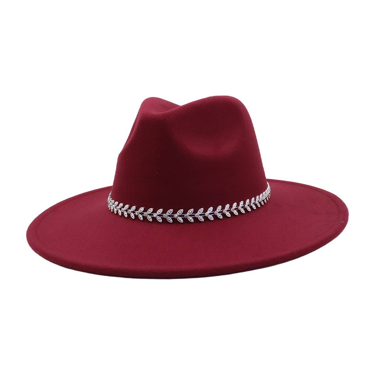 Unisex Wool Fedora Hat Ethnic Flat Brim Style_Cwah04387