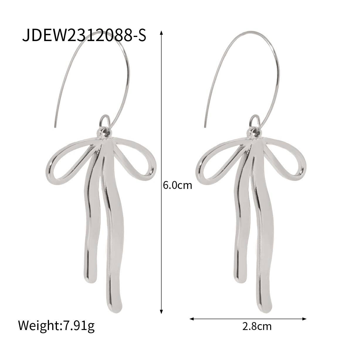 PERSONALITY FASHION 1 STEEL BOW PENDANT EARRINGS_CWAJE1880