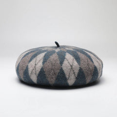 PLAID BERET THICKENED WARM CONTRAST PAINTER HAT_CWAH1098