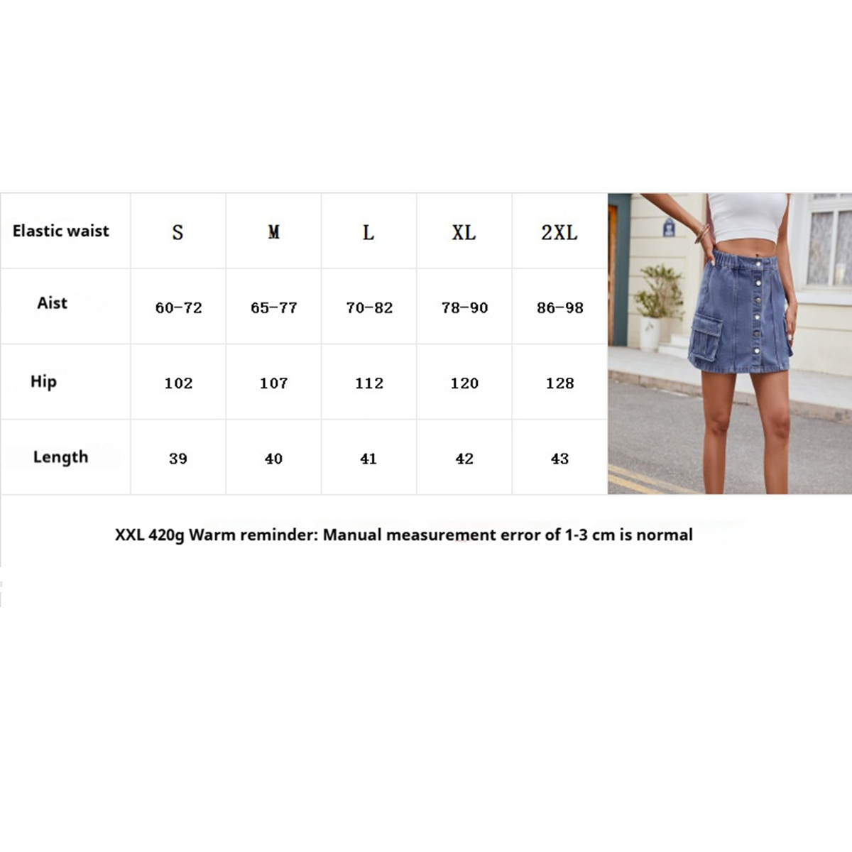 Washed Denim Mini Skirt Button Front Cargo Style_Cwjsk0217