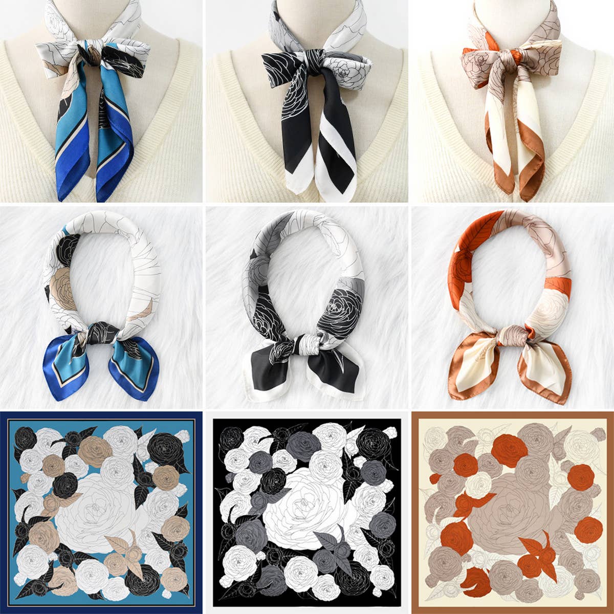 NEW FLORAL FLOWER SQUARE SCARF_CWASC1165