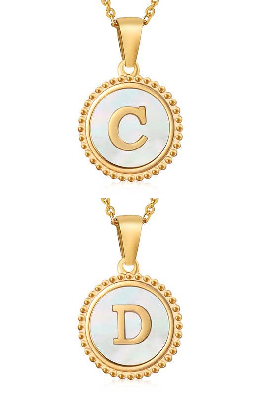 SIMPLE ROUND ALPHABET INITIALS PENDANT NECKLACE_CWAJE215