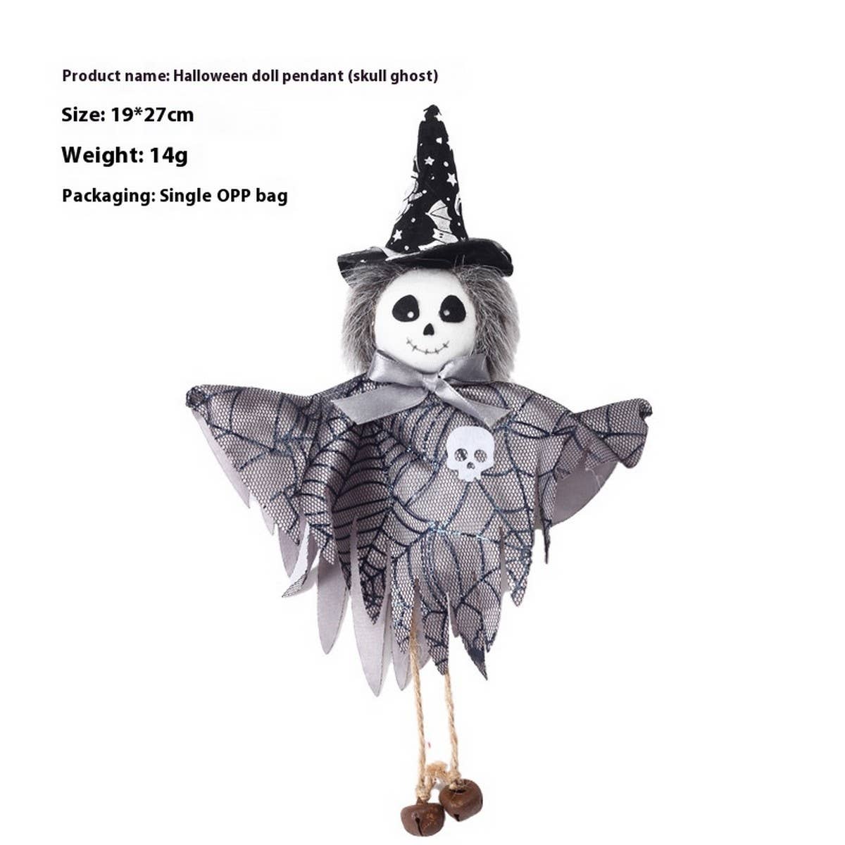 HALLOWEEN PUMPKIN GHOST WITCH DOLL ORNAMENT_CWMM9823
