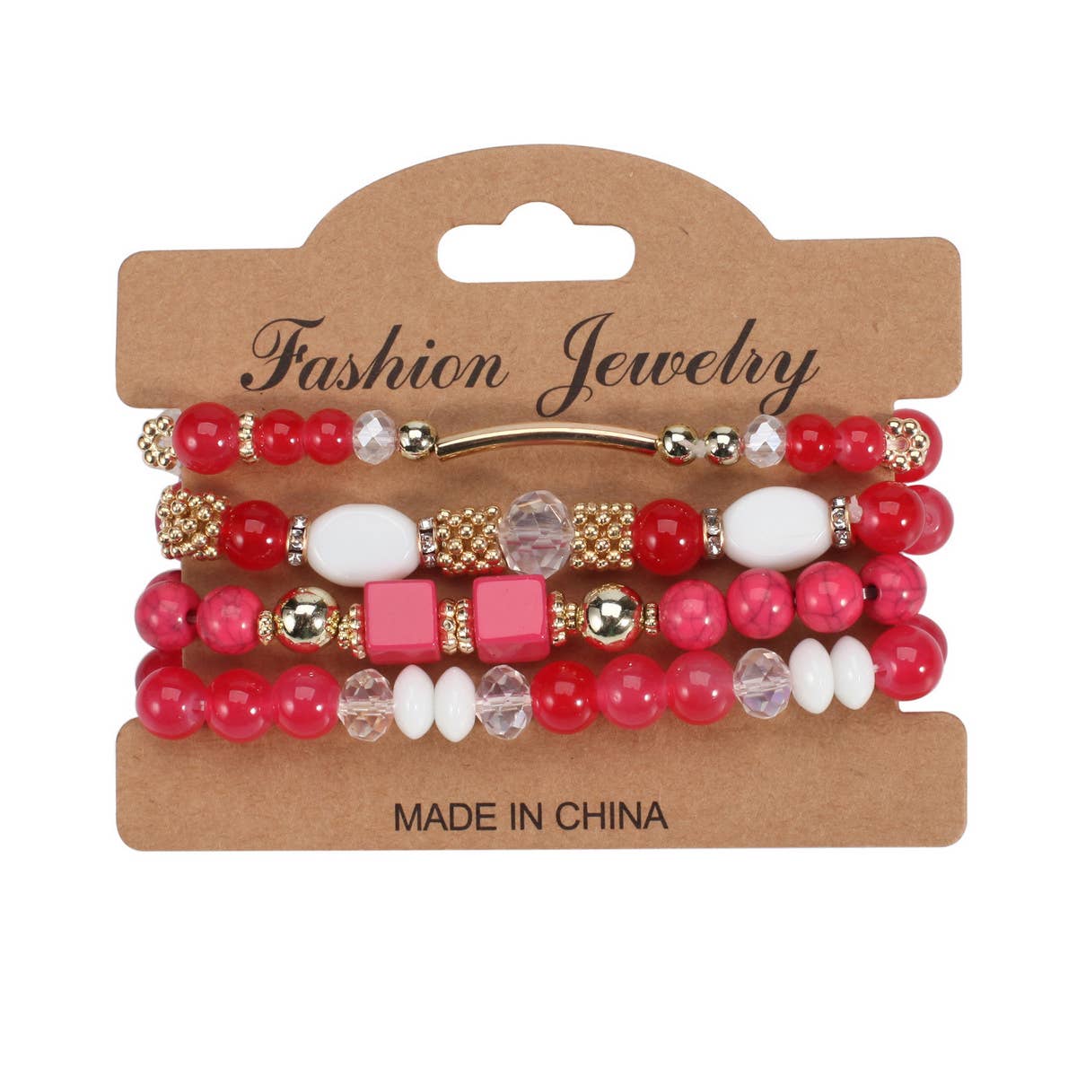 MULTI LAYERED MARBLED BEADED ELASTIC CORD BRACELET_CWAJE2224