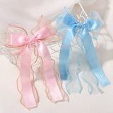KIDS CHIFFON RIBBON BOW HAIR CLIP SOLID COLOR_CWAHA6704